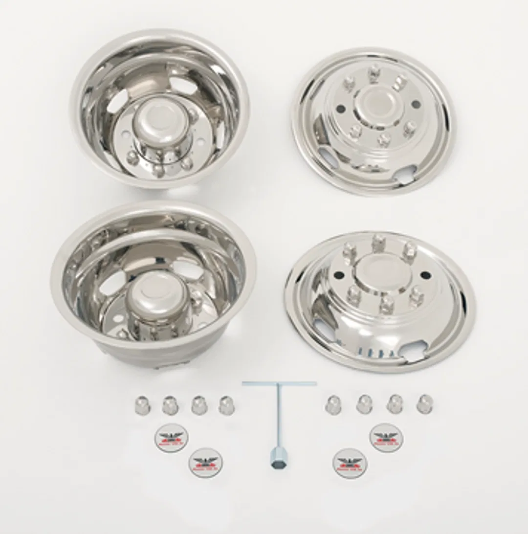NF22 – PHOENIX USA Wheel Simulator, Fits 19-1/2 Inch Diameter 8 Lug Wheels Polished Stainless Steel Bolt-On Does Not ...